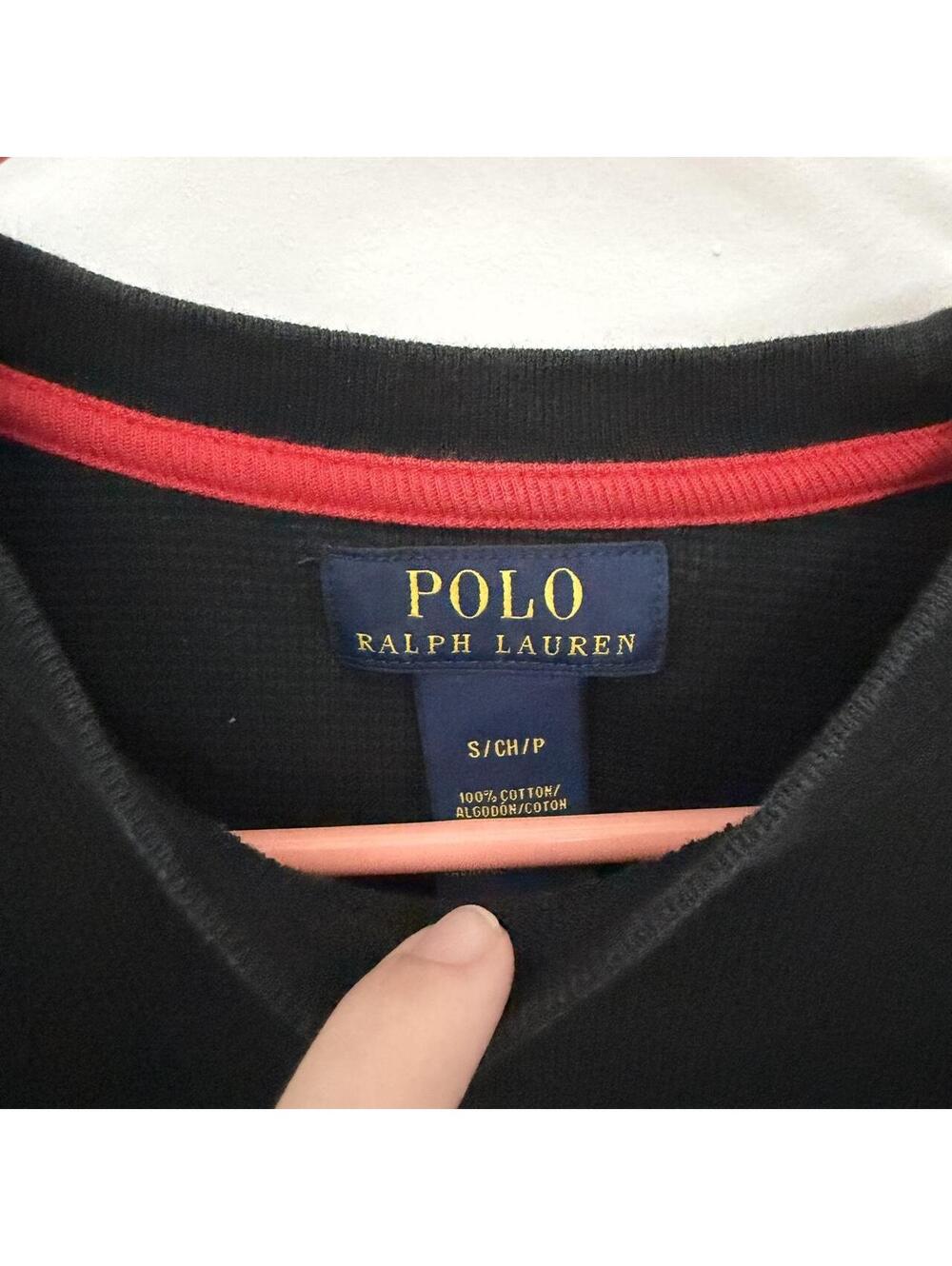 Black Polo Ralph Lauren long sleeve waffle shirt 100% cotton - Picture 3 of 5